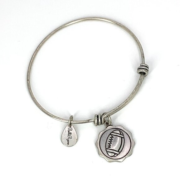 Bella Ryann Football Charm Bracelet Silver Finish - Expands 2"- 3.5" - Picture 1 of 2